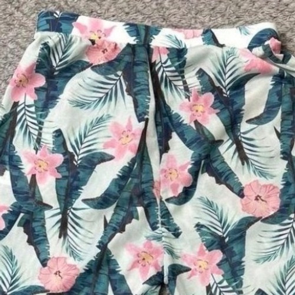 Girls Floral Tropical Print Wide Leg Cover‎ Up Swim Lounge Pants, Casual Cute